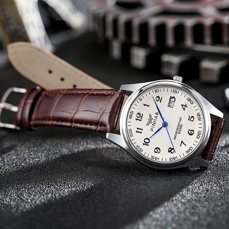 Relógio Copenhague masculino clássico analógico com pulseira de couro