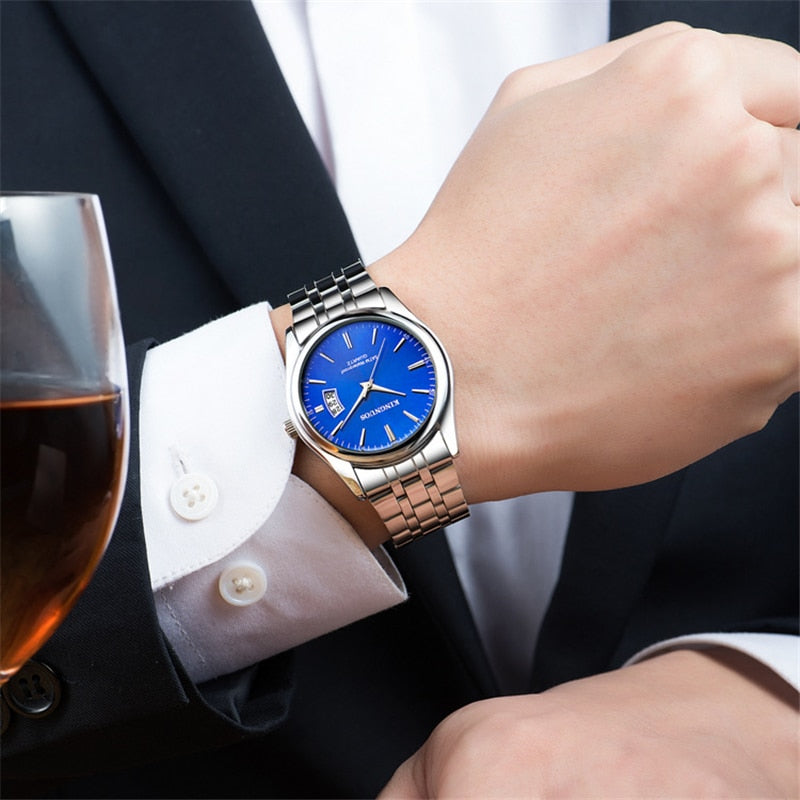 Relógio Casual Luxury Kingnuos em Aço