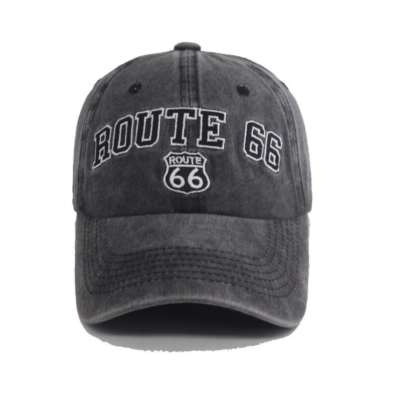 Boné Route 66 aba curva em algodão com fivela ajustável