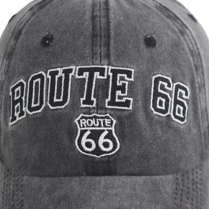Boné Route 66 aba curva em algodão com fivela ajustável