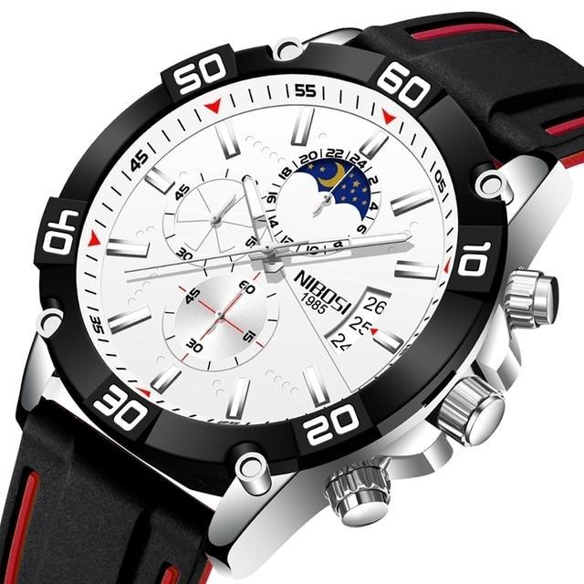 Relógio masculino analógico Esportivo Nibosi Dark Noturne de Luxo