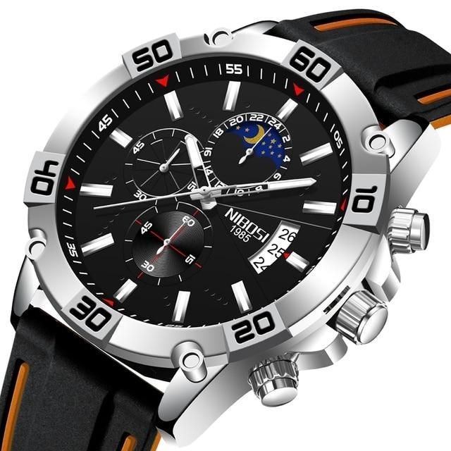 Relógio masculino analógico Esportivo Nibosi Dark Noturne de Luxo